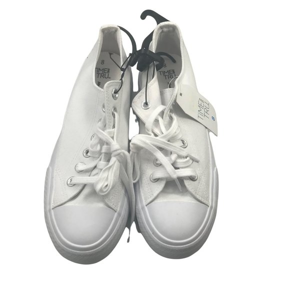 Time And Tru Women's Size 8 White Canvas Lace To Toe Shoes New With Tags - Picture 2 of 10